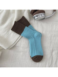 Rufia - Bold Colorblock Crew Socks: Coffee