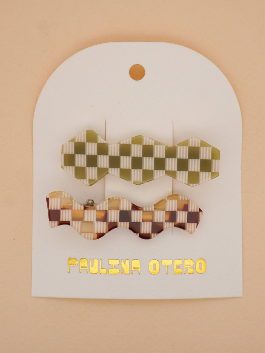Checkered mix-match hair-clip set