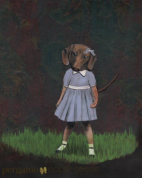 Dachshund Girl 8X10 Art Print