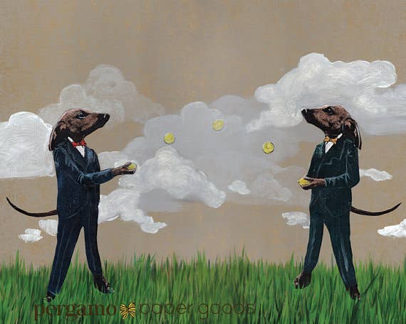 Dachshunds Playing 8X10 Art Print