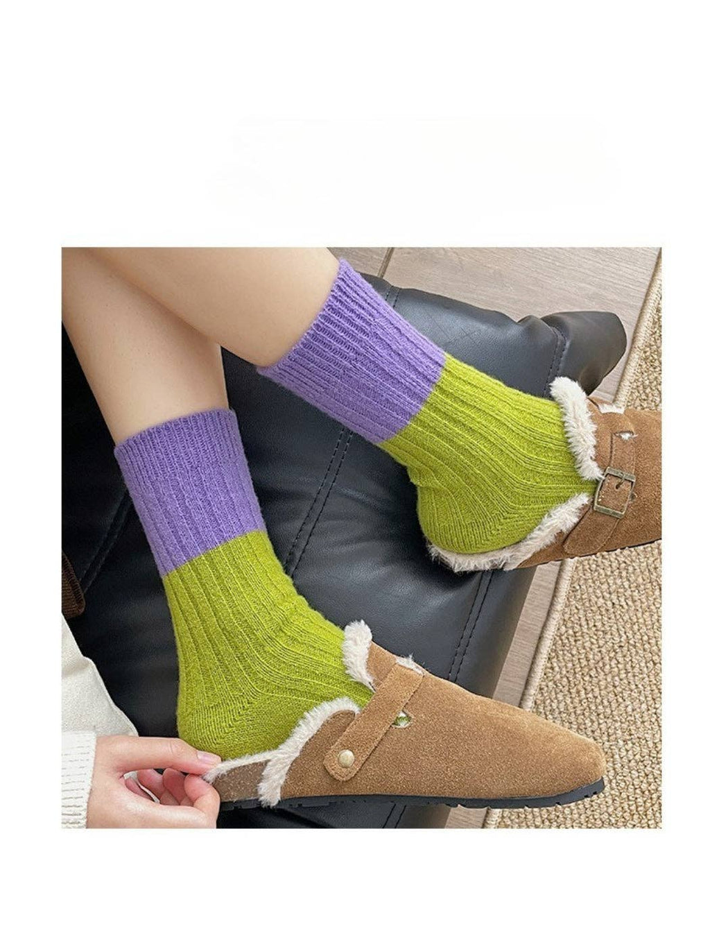 Rufia - Bold Colorblock Crew Socks: Purple