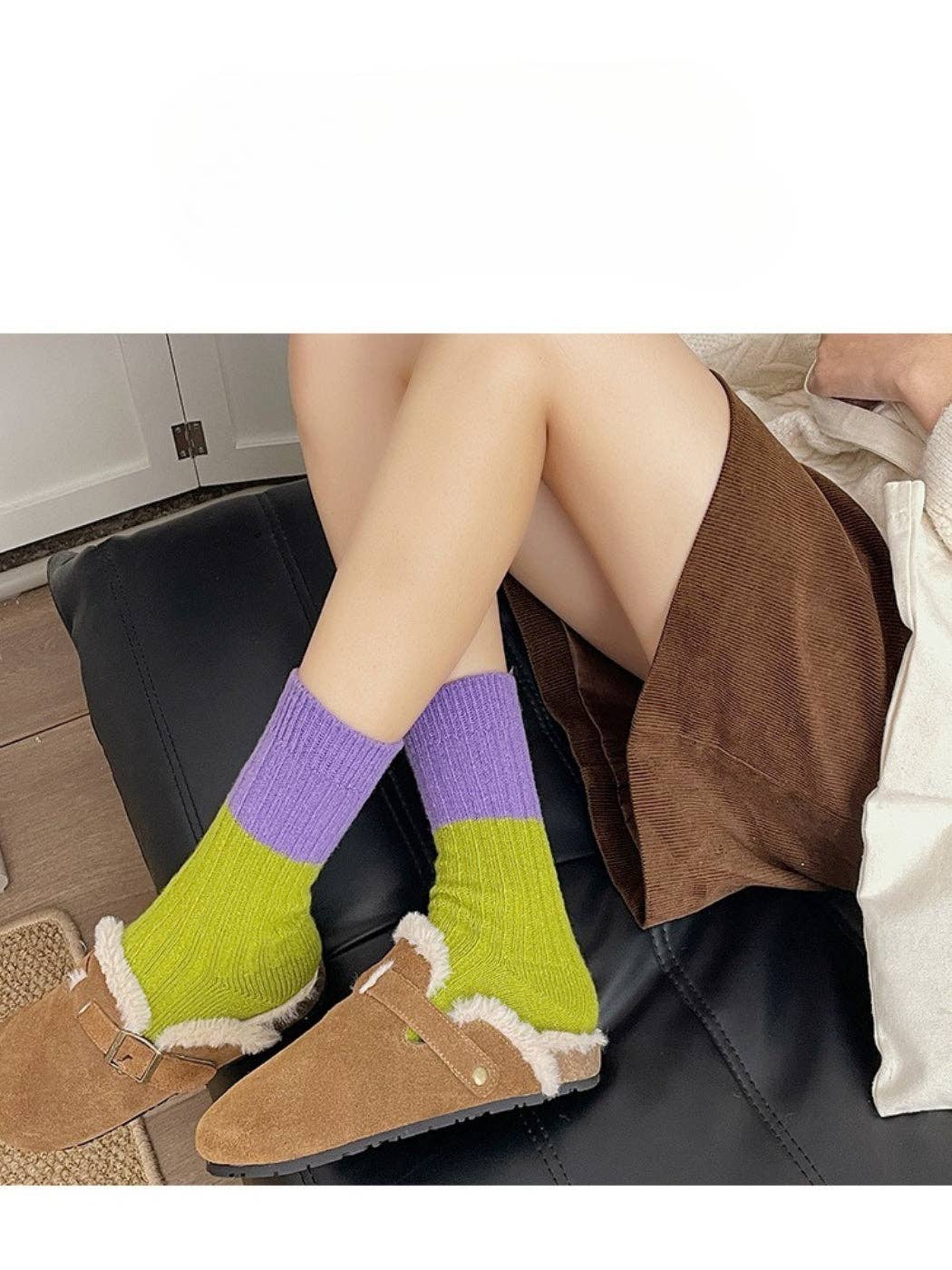 Rufia - Bold Colorblock Crew Socks: Purple