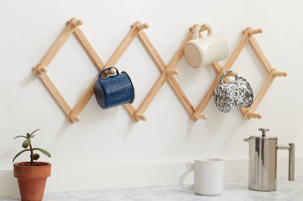 Fox Run Expanding Coffee Mug Wall Rack, 42" Fully Extended