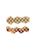 Checkered mix-match hair-clip set