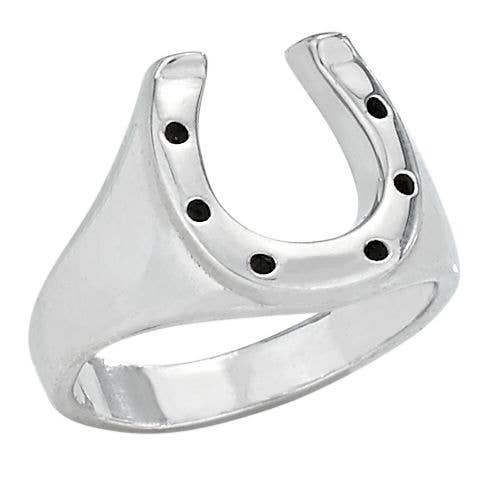 Lucky Horseshoe Sterling Silver Ring: 8