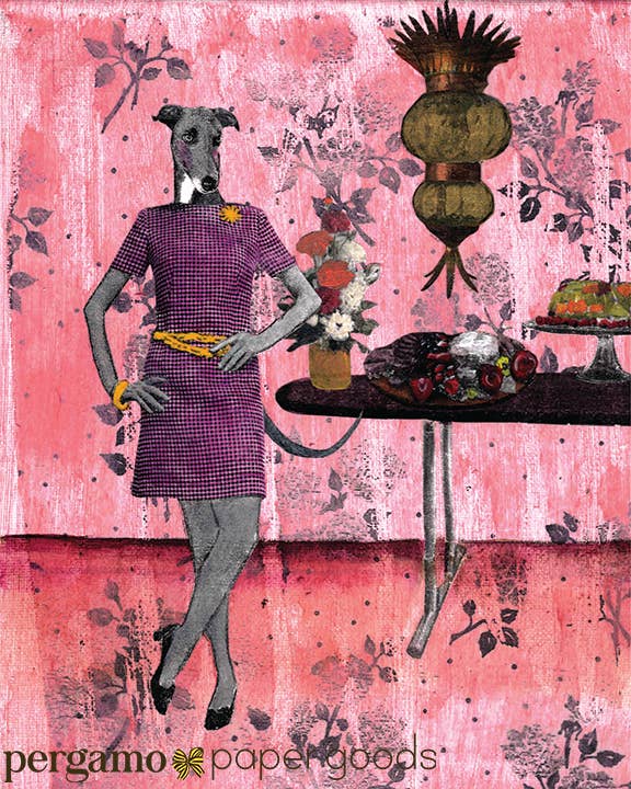 Greyhound Lady Vintage Inspired 8x10 Art Print