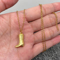 Western 18K Gold Plated Steel Boot Charm Necklace - FGS/WJ
