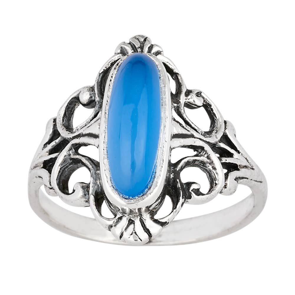 Blue Lagoon Chalcedony Sterling Silver Ring: 6