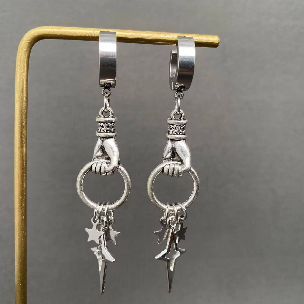 Hand Catch Star Huggie Earrings