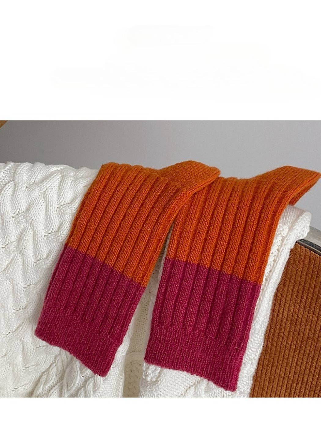 Rufia - Bold Colorblock Crew Socks: Red