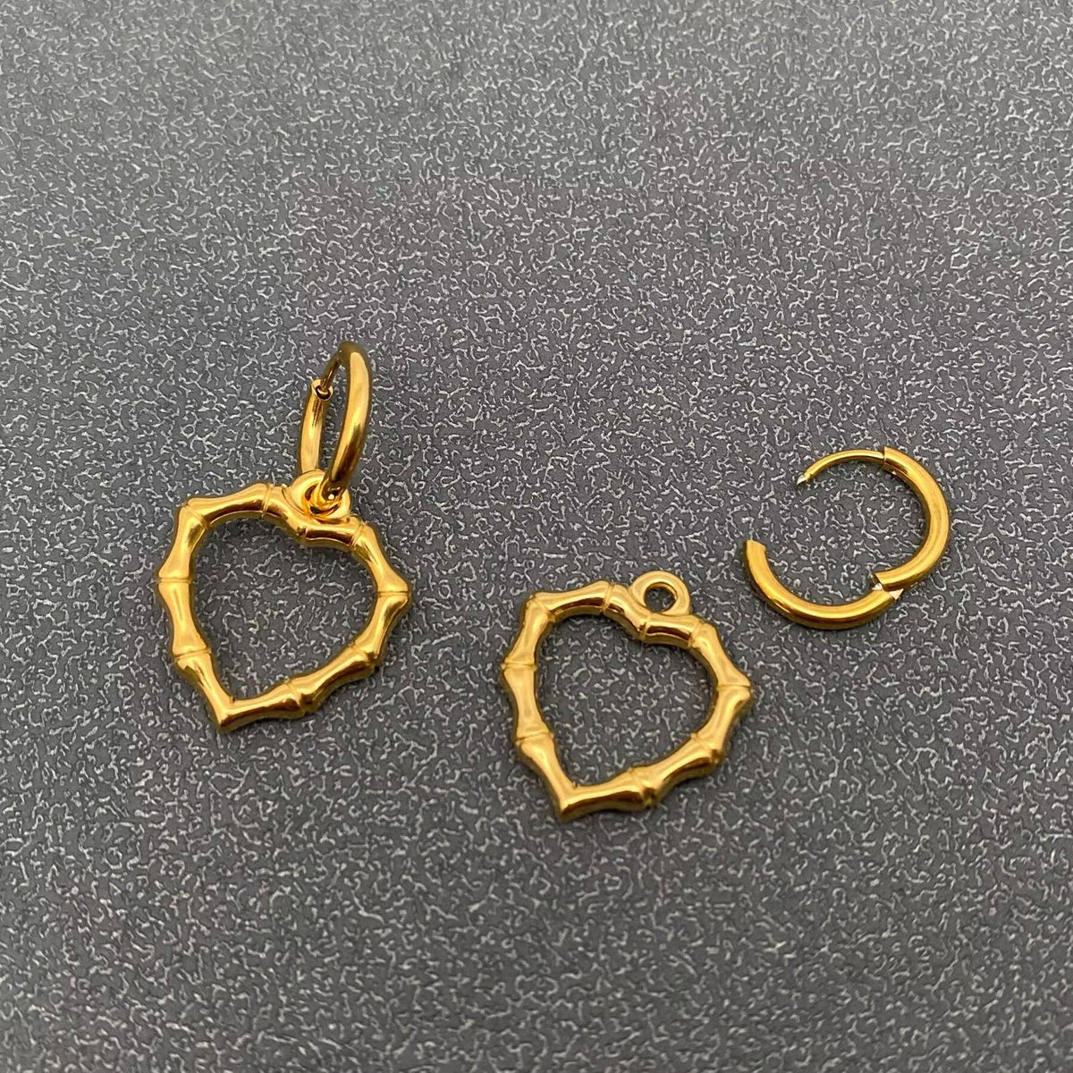 Bamboo Heart 18K Gold Plated Earrings