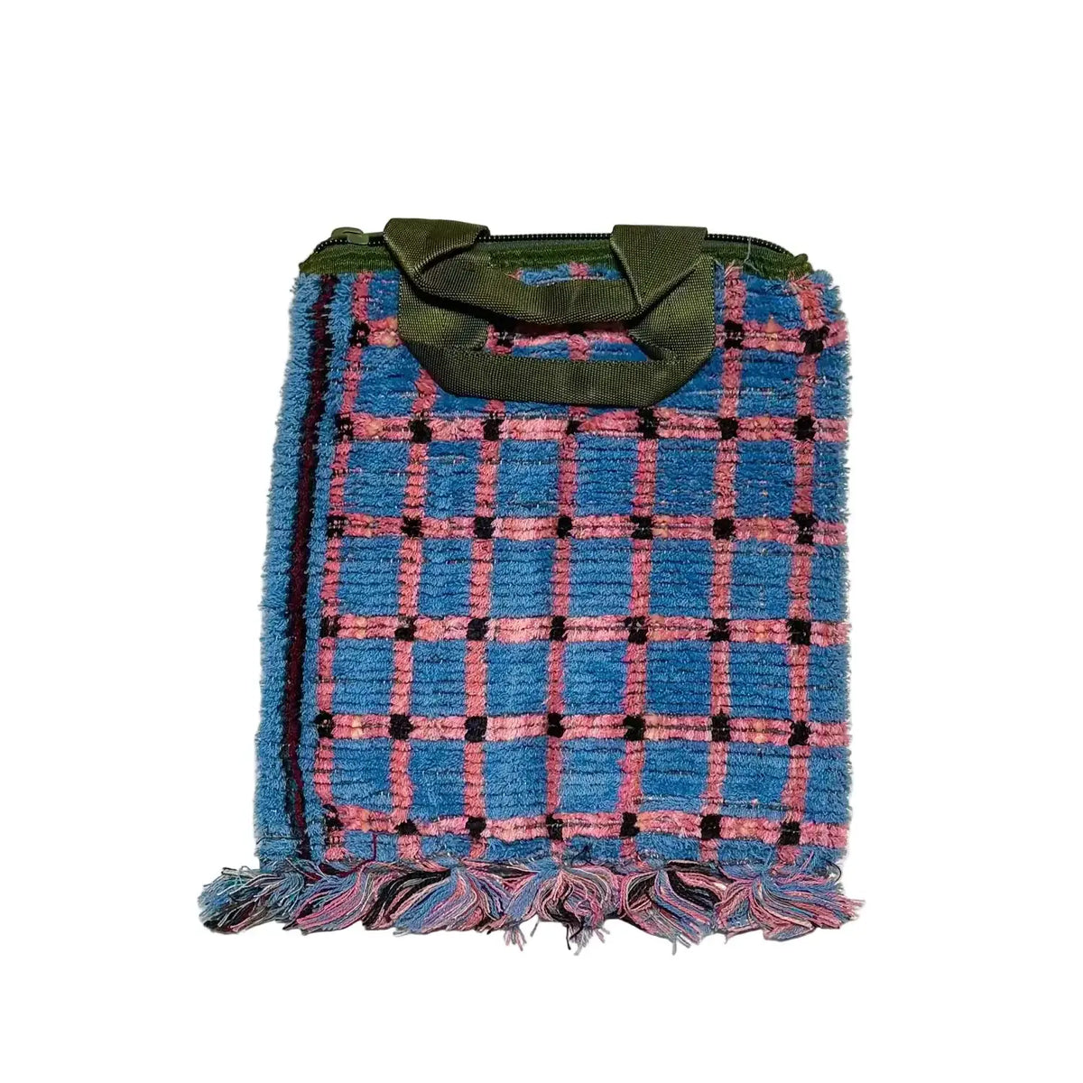 TRUCK SEAT FABRIC SMALL TOTE: Blue x Pink