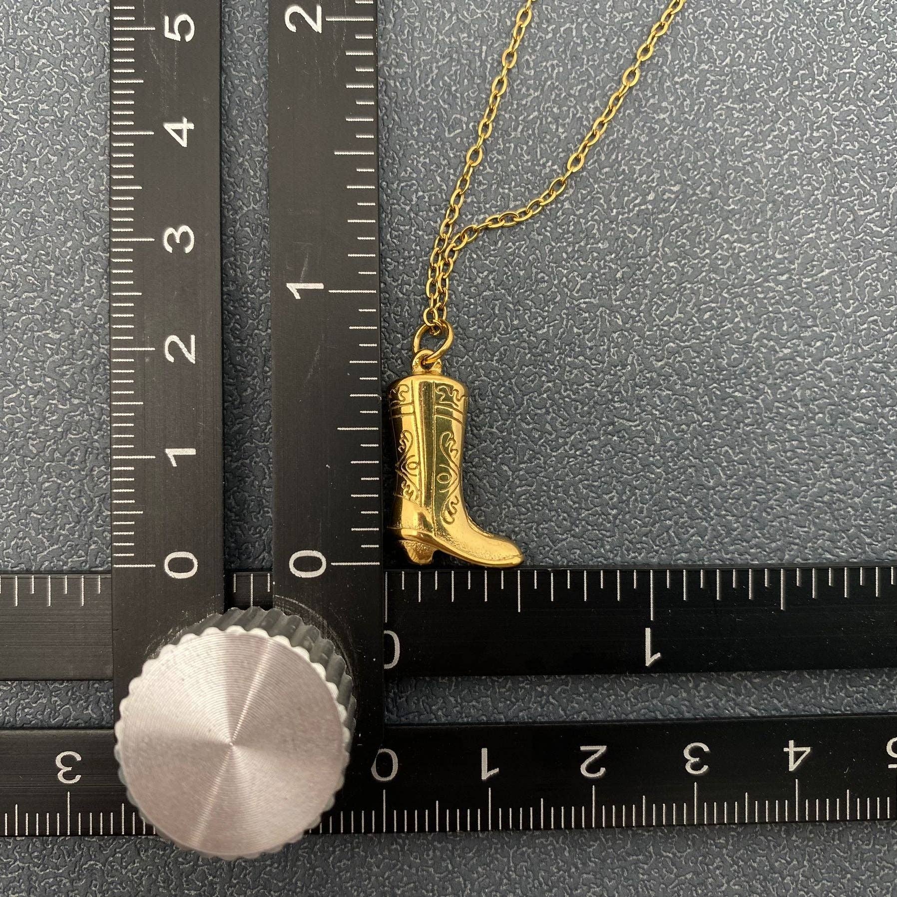 Western 18K Gold Plated Steel Boot Charm Necklace - FGS/WJ