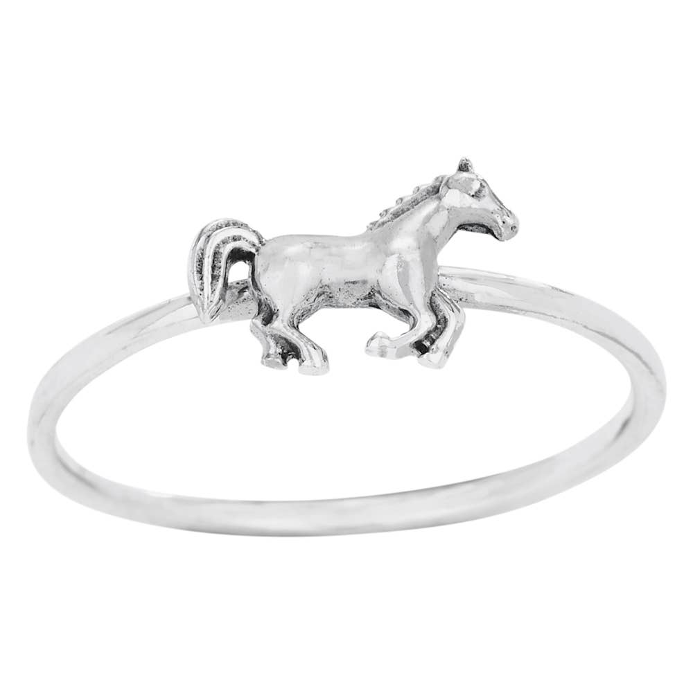 Dainty Sterling Silver Horse Ring: 6