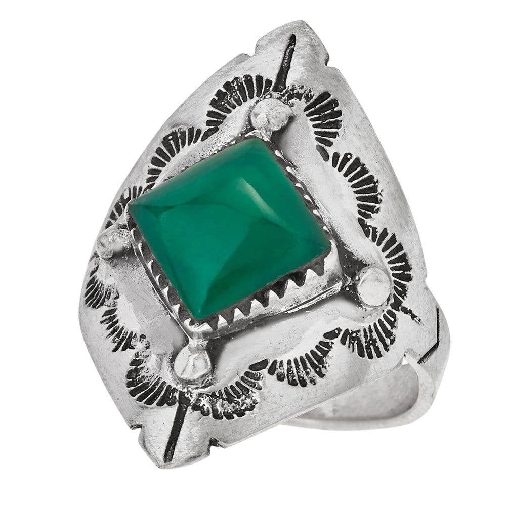 A Bit Of Luck Green Onyx Sterling Silver Ring: 6