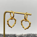 Bamboo Heart 18K Gold Plated Earrings