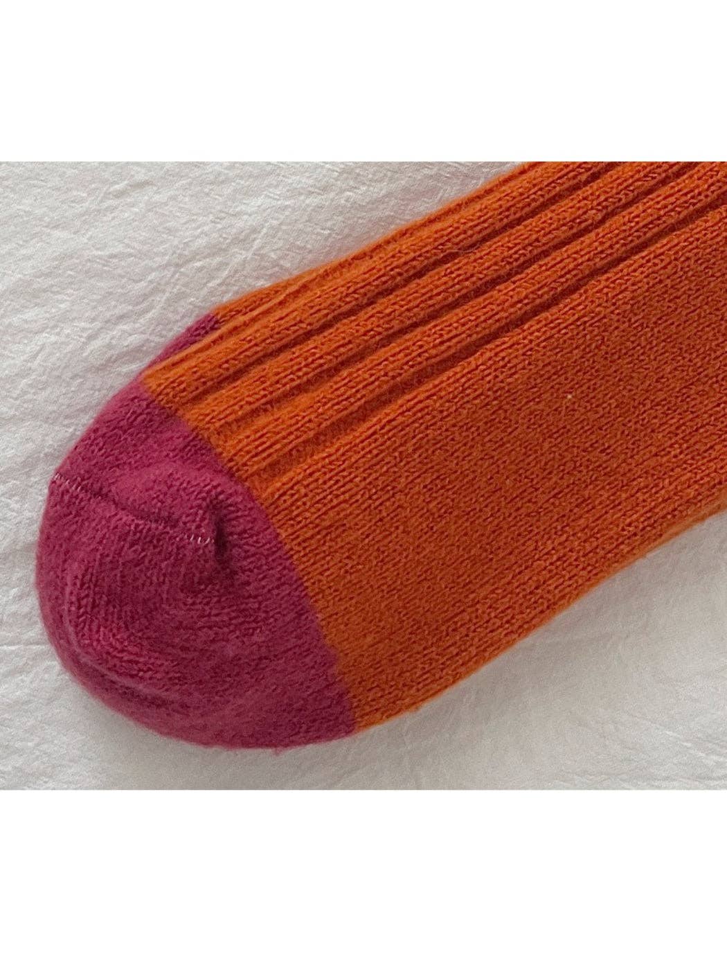 Rufia - Bold Colorblock Crew Socks: Red