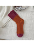 Rufia - Bold Colorblock Crew Socks: Red