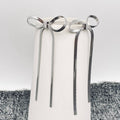 FGS - Chain Fringe Bow 18K Gold Plated SS Earrings: Steel color