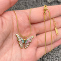 Enamel Butterfly Charm 18K Gold Plated S.Steel Necklace -FGS